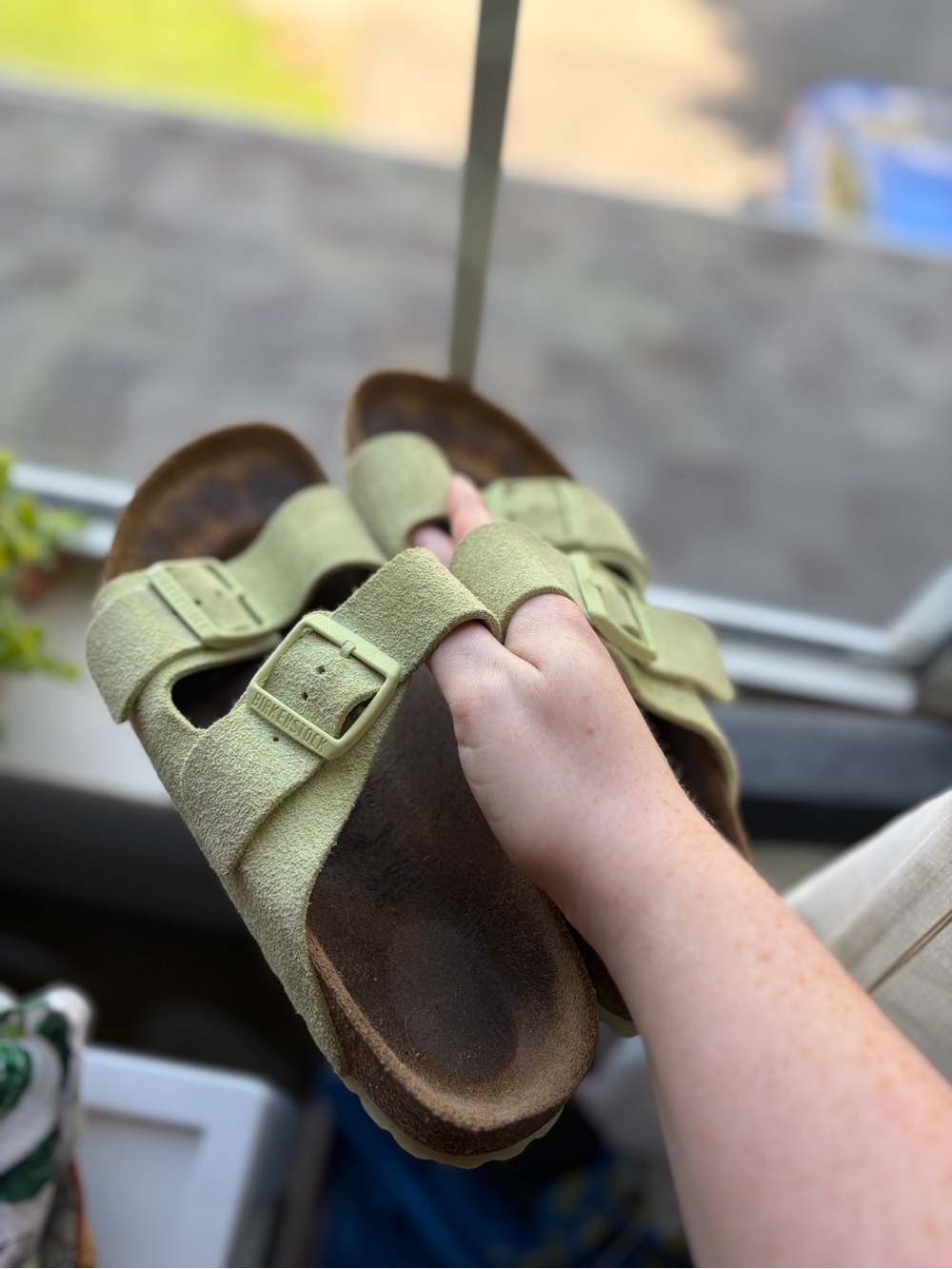 Birkenstock Arizona Green Suede Sandals 39